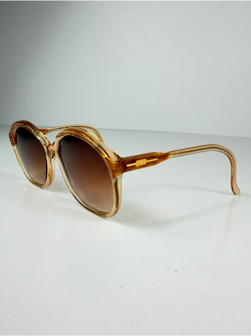 Rare Vintage CELINE C46 13 Deadstock Triomphe Amber Oversized Sunglasses France